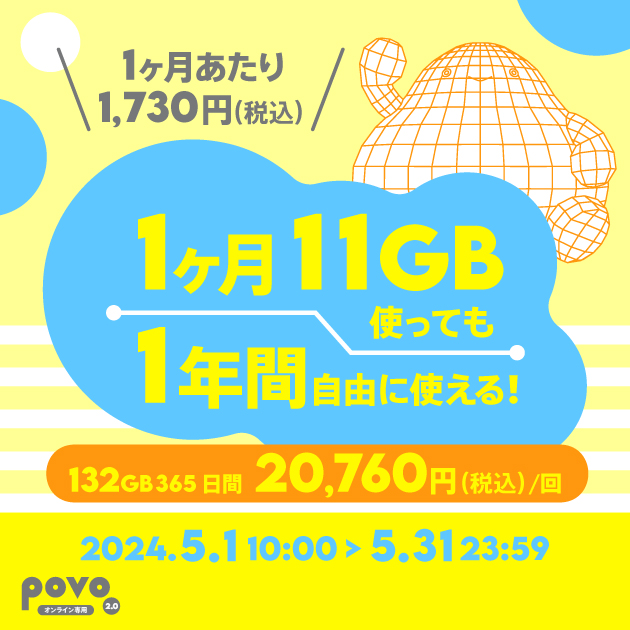 【期間限定】データ追加132GB(365日間)