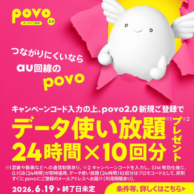 副回線ならpovo！新規登録キャンペーン