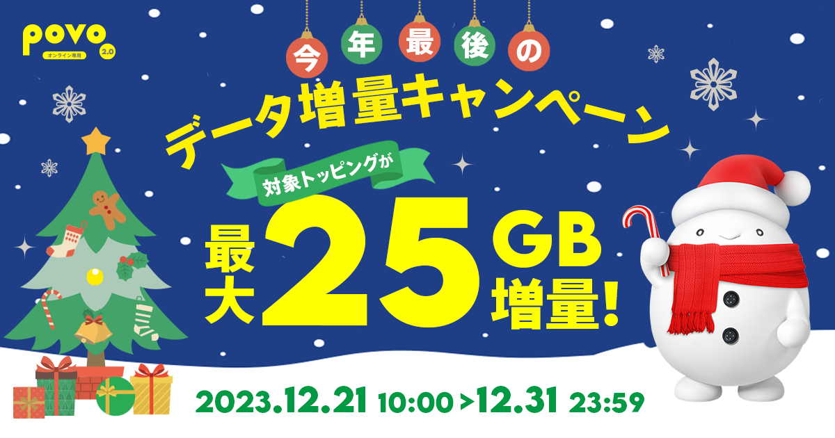 データトッピング最大25GB増量。