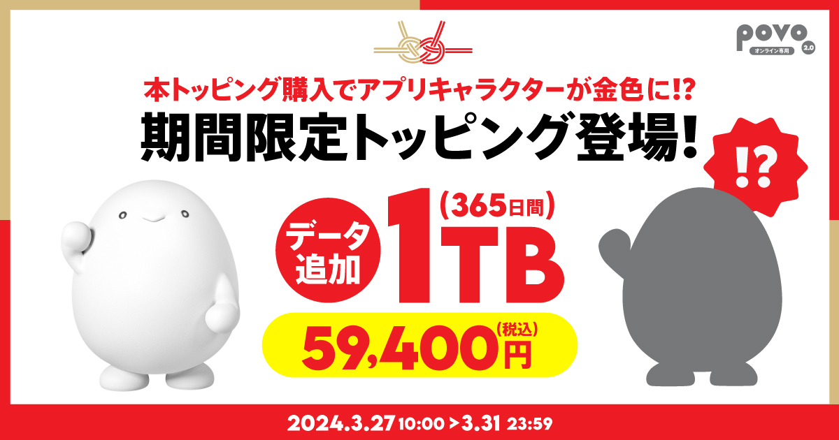 【期間限定】データ追加1TB（365日間）