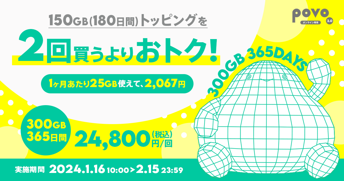 【期間限定】データ追加300GB（365日間）