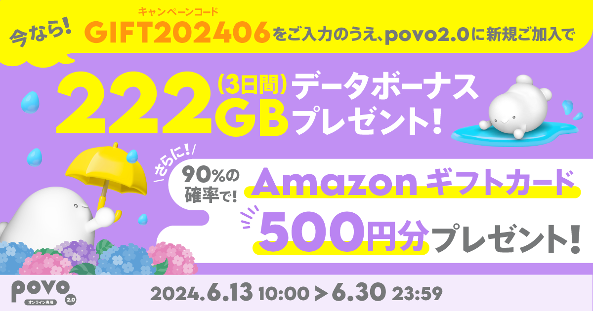 Amazonギフトカード500円分が抽選であたる新規加入キャンペーン