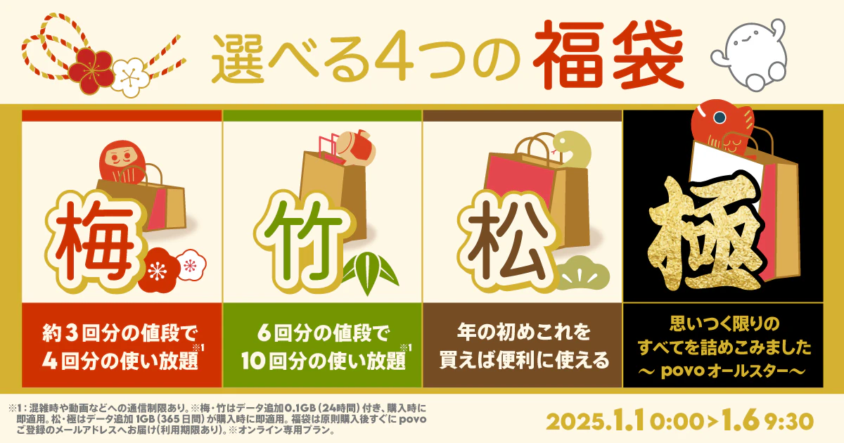 2025年 選べる4つの福袋