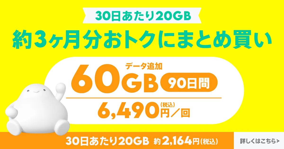 60GB(90日間)トッピング