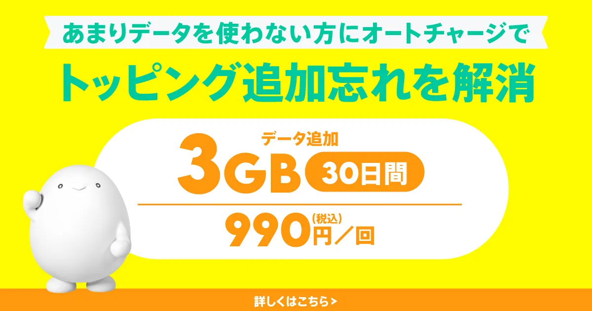 3GB(30日間)トッピング