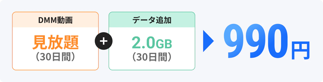 DMM動画見放題(30日間)＋データ追加2.0GB(30日間)990円
